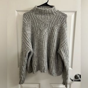 Aerie Mock Neck Grey Knit Sweater